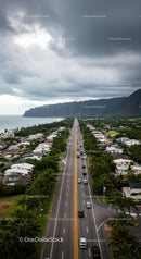 Scenic Coastal Mountain Road with Palm Trees and Ocean View