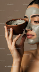 Women Applying Healing Clay Face Mask for Spa and Relaxation