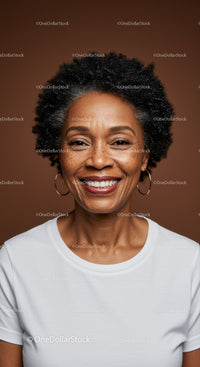 Happy African American Woman Smiling Portrait with Natural Expressions