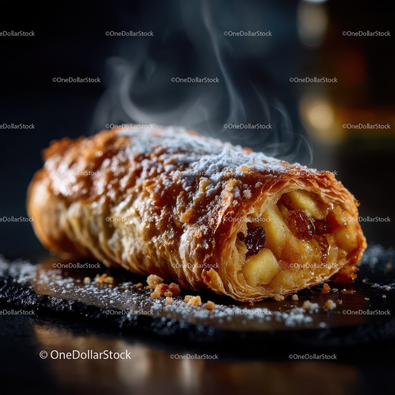 Pyszny strudel jabłkowy z cynamonem i cukrem pudrem