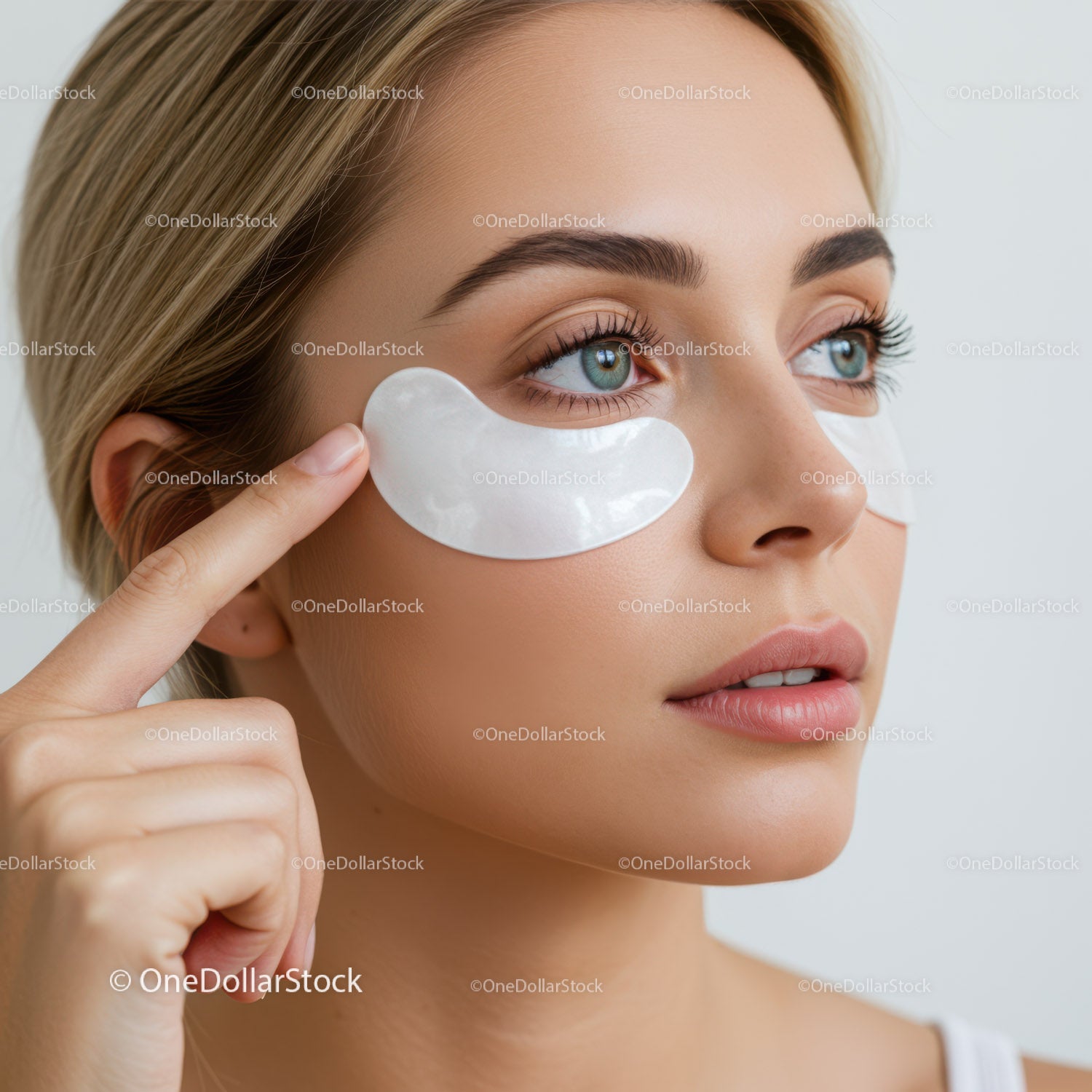 Close-up of Woman Applying Under-eye Skin Care Mask