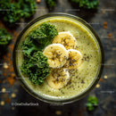 Healthy Green Smoothie with Banana Kale and Chia Seeds
