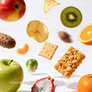 Fresh Fruits and Healthy Snacks Floating on White Background