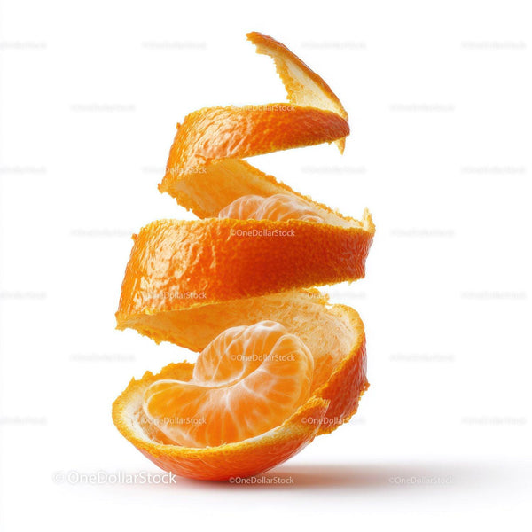 Fresh Juicy Orange Peel and Segments on White Background
