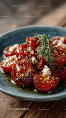 Fresh Cherry Tomato Salad with Herbs on Rustic Bowl