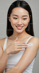 Young Woman with Smooth Skin Applying Moisturizer for Skincare Routine