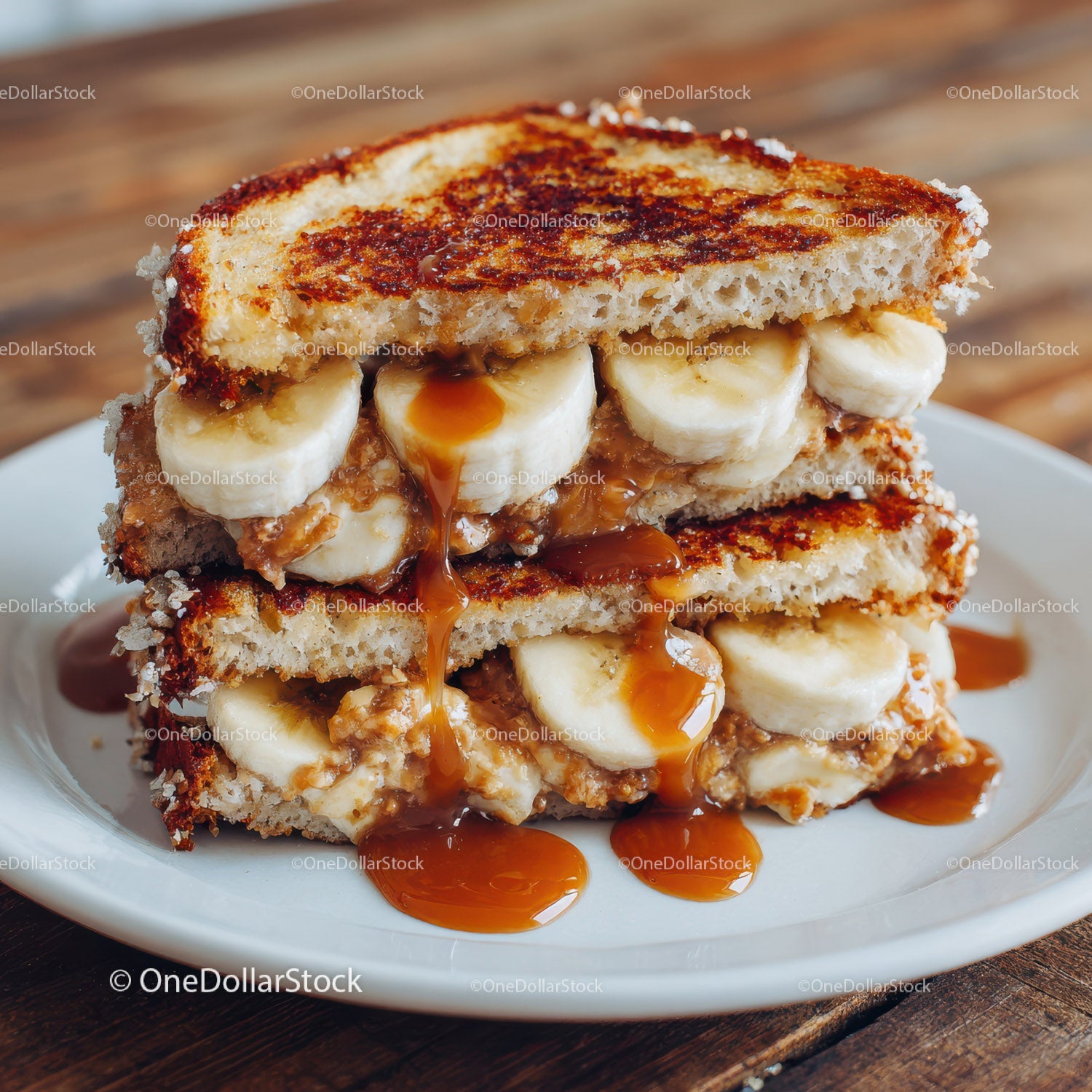 Banana Caramel Toast Sandwich for Delicious Breakfast or Snack