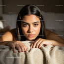 Portrait of a Young Woman with Brown Eyes and Elegant Jewelry