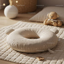 Soft Baby Pillow with Plush Bear Toy on Quilted Mat