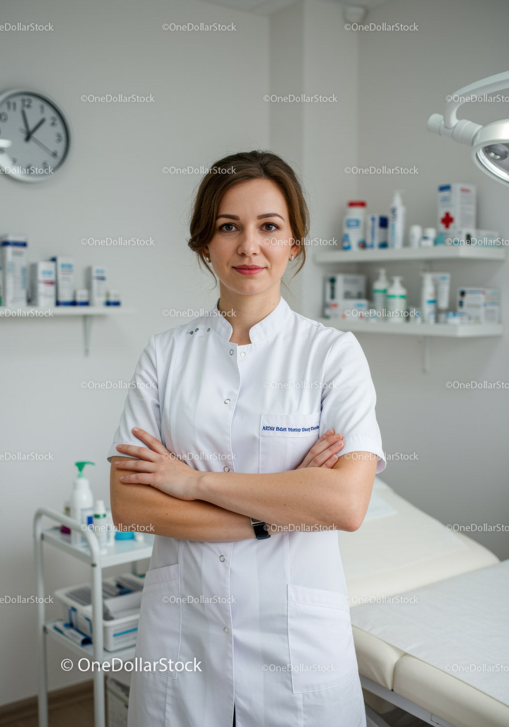 Profesjonalna lekarka w białym fartuchu w klinice