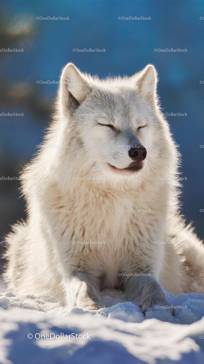 Close-Up of a Serene Arctic Fox in Winter Wonderland