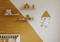 Colorful Children's Nursery with Toy Bear and Felt Animal Wall Art