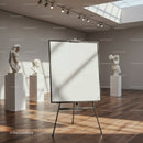 Empty Canvas on Easel in Modern Art Gallery Space