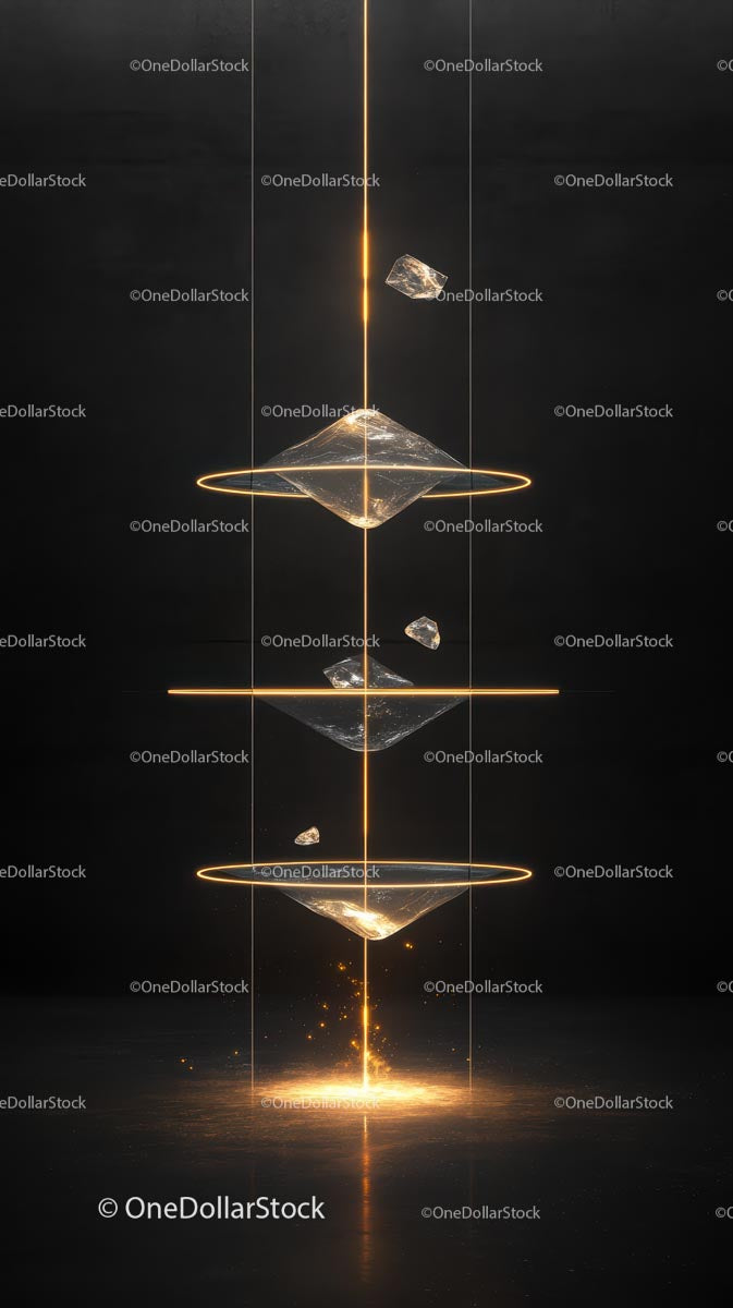 Futuristic Abstract Digital Art with Neon glowing Geometric Shapes