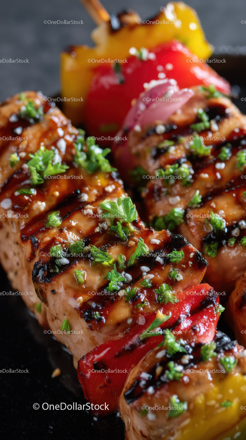 Colorful Grilled Chicken Skewers with Bell Peppers and Herbs