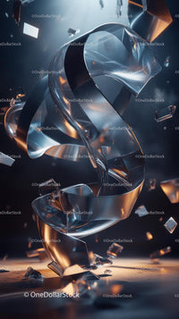 Futuristic Metallic Dollar Sign in Dynamic Abstract Design