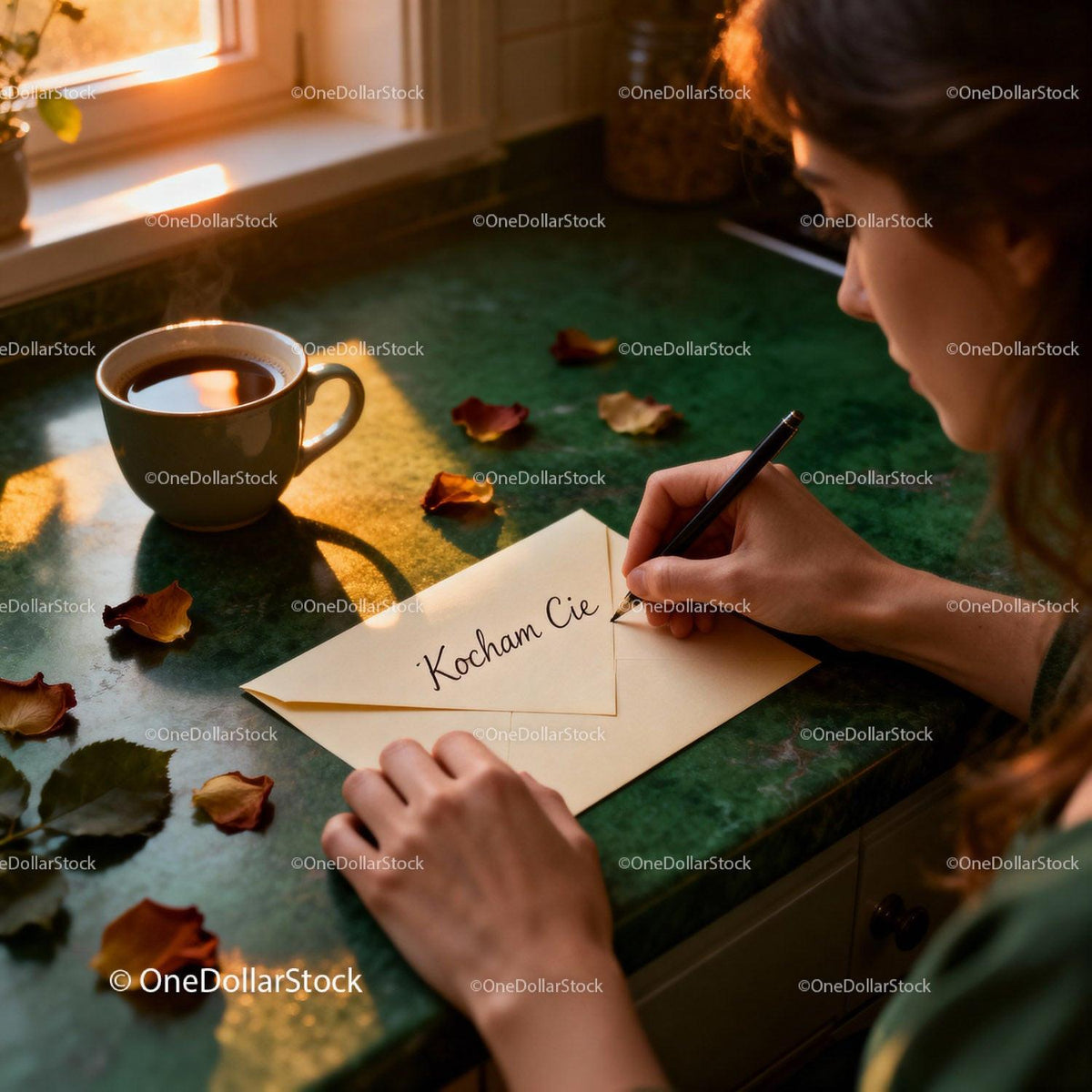 Woman Writing a Love Letter by a Sunlit Window