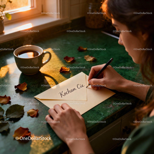 Woman Writing a Love Letter by a Sunlit Window