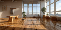 Bright Modern Living Room with City View and Indoor Plants