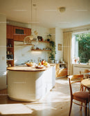 Sunny Kitchen with Wooden Cabinets and Bright Breakfast Area