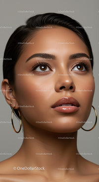 Portrait of a Young Woman with Elegant Makeup and Brown Eyes