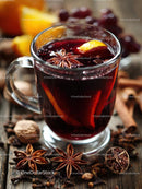 Delicious Mulled Wine with Citrus and Spices in a Glass Mug