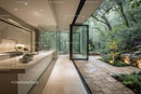 Modern Kitchen with Indoor-Outdoor Garden View and Natural Lighting