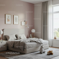 Cozy Modern Bedroom with Plush Toys and Soft Lighting