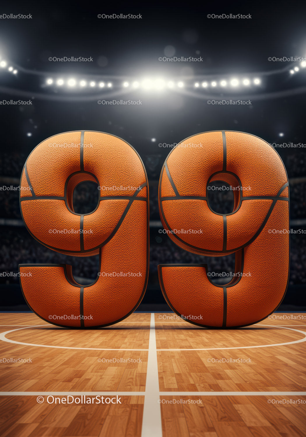 Basketball Texture Number Ninety Nine on Court