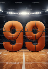 Basketball Texture Number Ninety Nine on Court