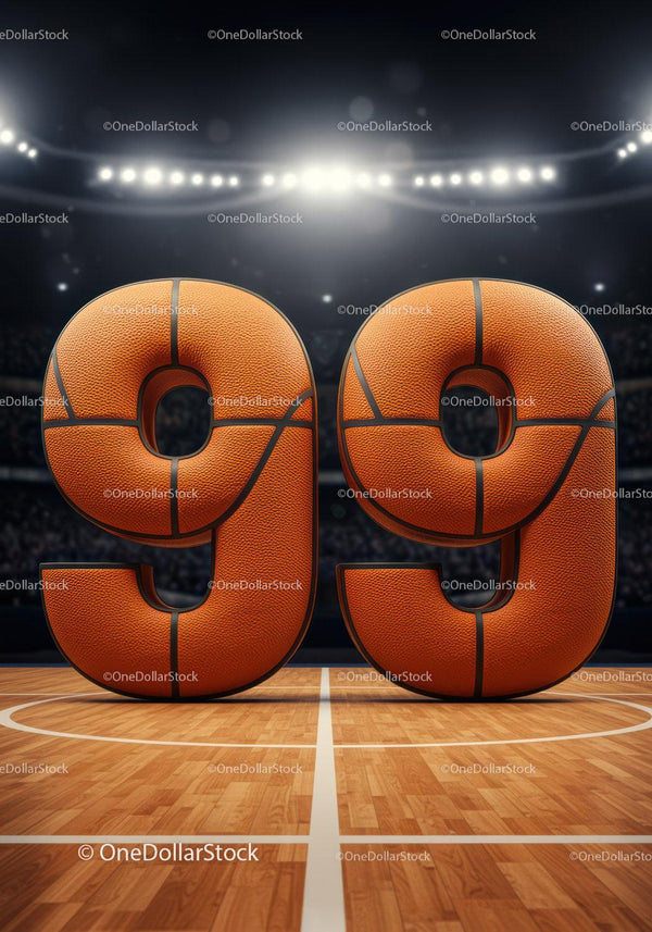Basketball Texture Number Ninety Nine on Court