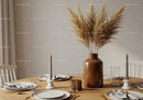 Elegant Modern Dining Table Decor with Pampas Grass and Candles