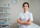Professional Female Doctor in White Coat in Modern Medical Clinic