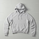 Minimalist Light Gray Hoodie Laid Flat on Surface