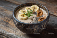 Delicious Banana Smoothie Bowl Topped with Chia Seeds and Spices