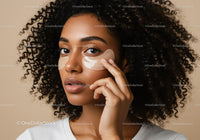Woman Applying Facial Mask for Skincare Routine in Natural Setting