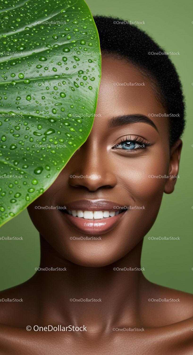 Portrait of a Smiling Black Woman with Radiant Skin and Natural Beauty