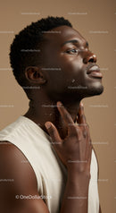 Elegant Male Portrait Showcasing Skincare and Healthy Skin