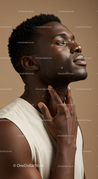 Elegant Male Portrait Showcasing Skincare and Healthy Skin