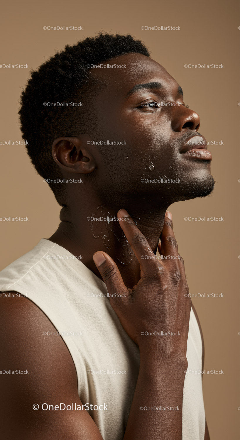 Elegant Male Portrait Showcasing Skincare and Healthy Skin