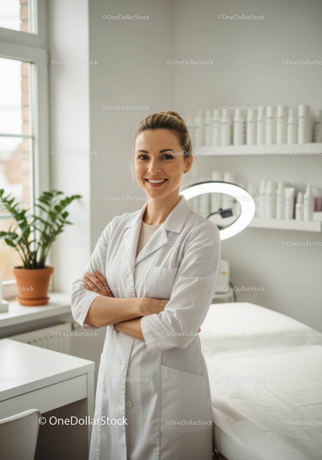 Profesjonalna pracownica służby zdrowia w nowoczesnej klinice medycznej