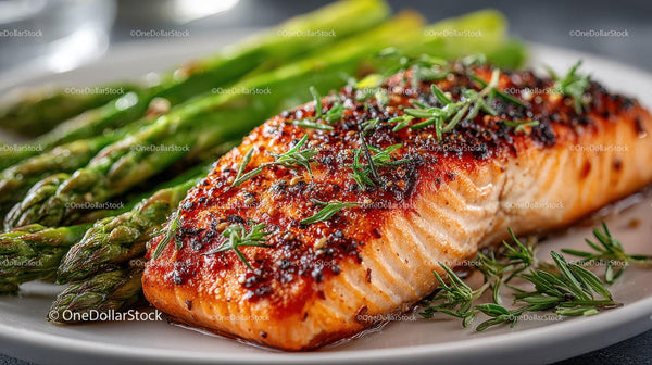 Gourmet Pieczony Filet z Łososia ze Szparagami na Eleganckim Talerzu