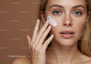 Close-Up of Woman Applying Face Cream with Beautiful Freckled Skin