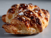 Chocolate-Topped Croissant Bakery Pastry with Flaky Layers