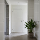 Minimalist White Hallway with Indoor Plant and Modern Design