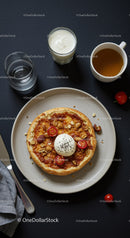 Savory mini pizza with fresh mozzarella and cherry tomatoes