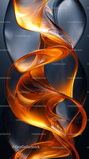 Abstract Orange Glass Sculpture with Fluid Curves in Modern Design