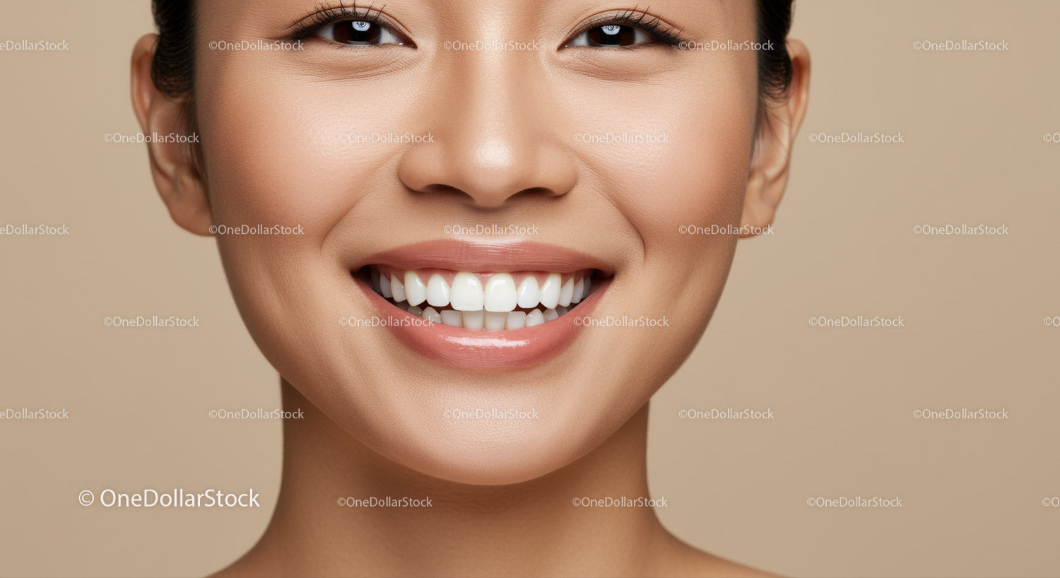 Close up of smiling woman with perfect white teeth