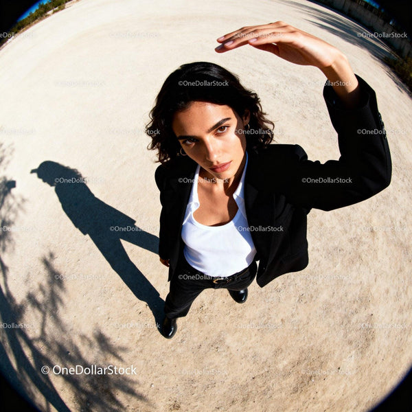 Confident young woman posing in outdoor bright sunlight