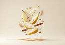 Floating pear slices with cinnamon and pistachios on beige